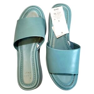 A New Day Teal Blue Platform Slide Sandals Size 8 NWT